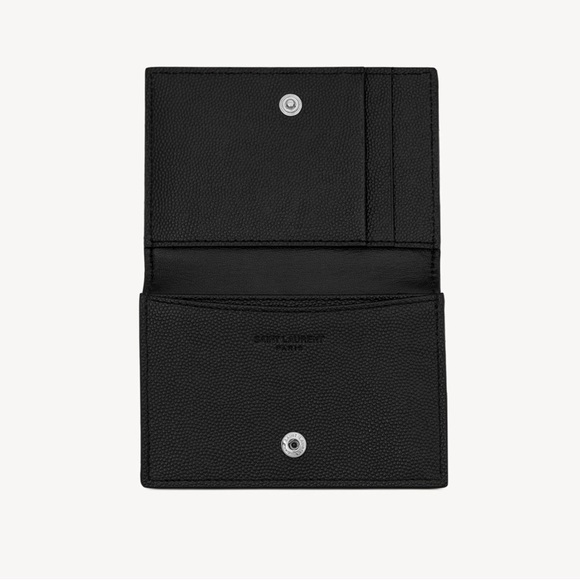 SAINT LAURENT PARIS BUSINESS CARD HOLDER WITH FLAP IN GRAIN DE POUDRE LEATHER - Picture 2 of 7